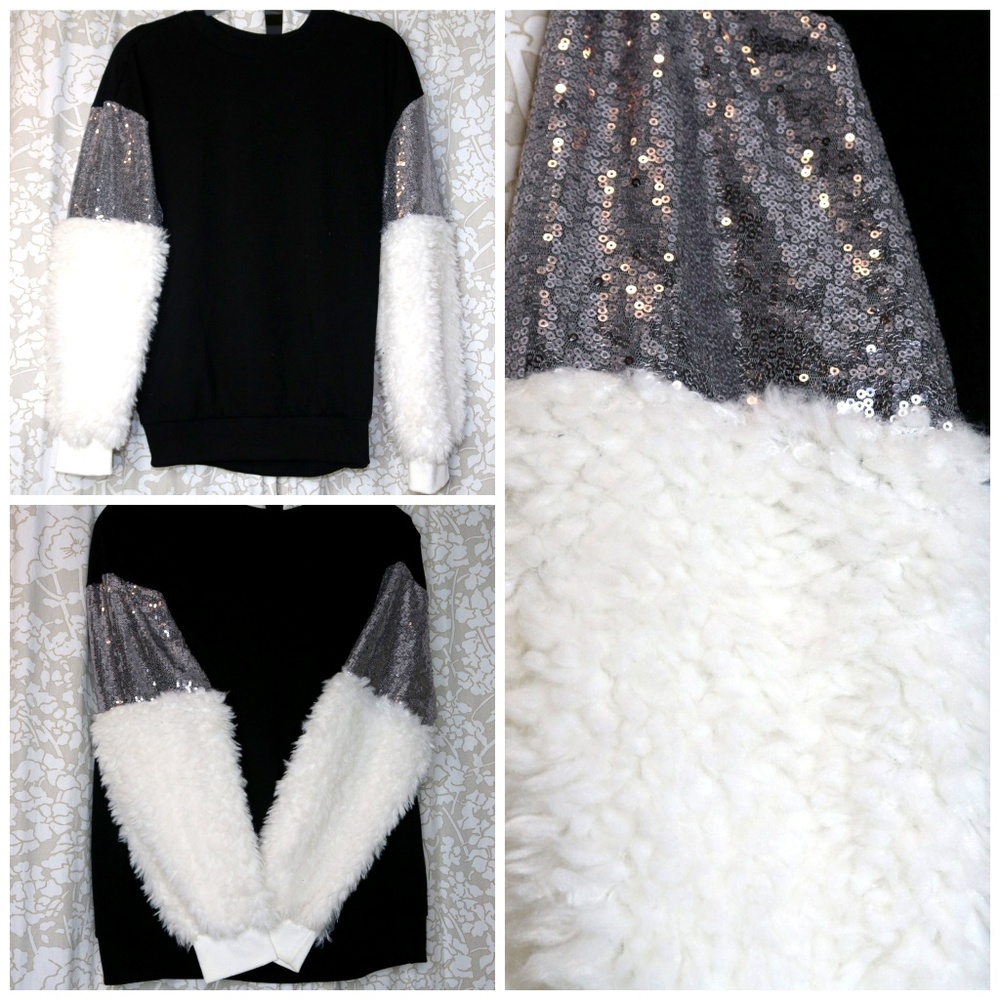 Glam Sherpa Sweatshirt- Black